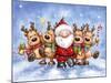 Santa With Reindeers-MAKIKO-Mounted Giclee Print