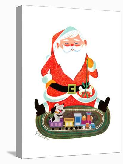 Santa with Train - Jack & Jill-Jack Weaver-Stretched Canvas