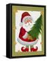 Santa with Tree and Stars-Beverly Johnston-Framed Stretched Canvas