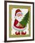 Santa with Tree and Stars-Beverly Johnston-Framed Giclee Print