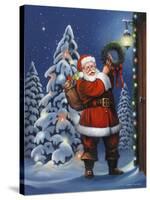 Santa Wreath-John Zaccheo-Stretched Canvas