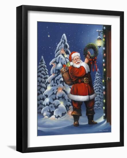 Santa Wreath-John Zaccheo-Framed Giclee Print
