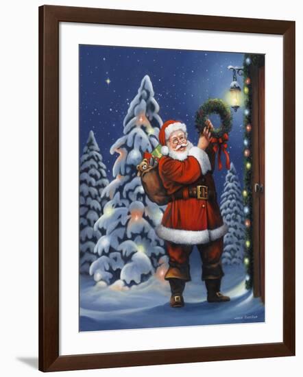 Santa Wreath-John Zaccheo-Framed Giclee Print