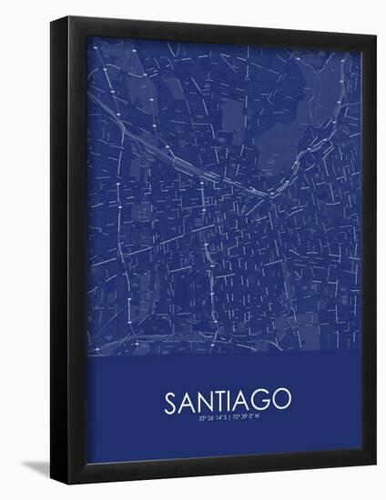 Santiago, Chile Blue Map-null-Framed Poster