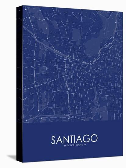 Santiago, Chile Blue Map-null-Stretched Canvas