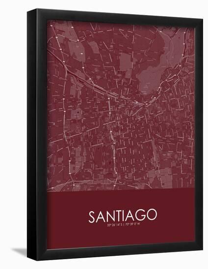 Santiago, Chile Red Map-null-Framed Poster