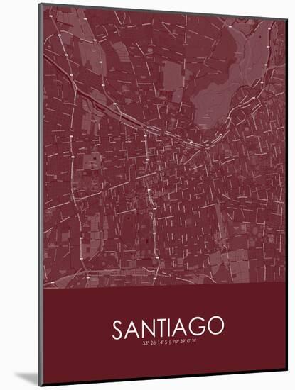 Santiago, Chile Red Map-null-Mounted Poster