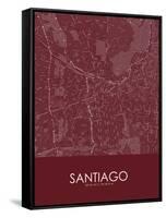 Santiago, Chile Red Map-null-Framed Stretched Canvas