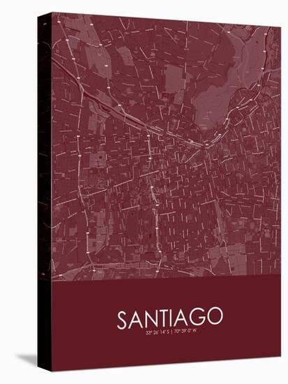 Santiago, Chile Red Map-null-Stretched Canvas