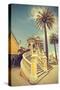 Santiago De Chile, Old Building with Palms on the Blue Sky, Vintage Retro Style.-Maciej Bledowski-Stretched Canvas