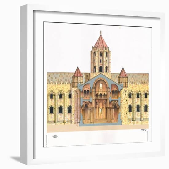 Santiago De Compostela Romanesque Cathedral, Cross Section, Spain-Fernando Aznar Cenamor-Framed Giclee Print