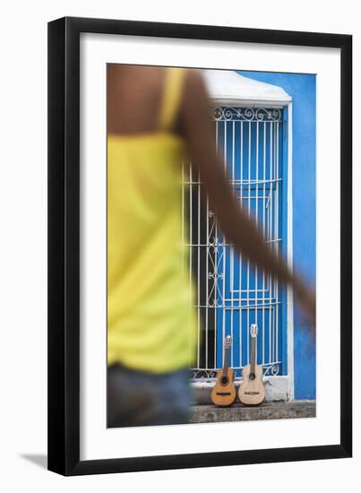 Santiago De Cuba Province, Historical Center, Calle Heredia, Guitars by Balcony-Jane Sweeney-Framed Photographic Print