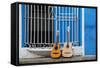 Santiago De Cuba Province, Historical Center, Calle Heredia, Guitars by Balcony-Jane Sweeney-Framed Stretched Canvas