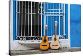 Santiago De Cuba Province, Historical Center, Calle Heredia, Guitars by Balcony-Jane Sweeney-Stretched Canvas