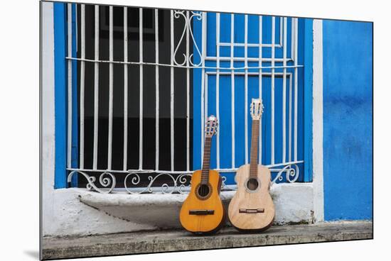 Santiago De Cuba Province, Historical Center, Calle Heredia, Guitars by Balcony-Jane Sweeney-Mounted Photographic Print