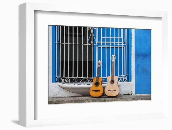 Santiago De Cuba Province, Historical Center, Calle Heredia, Guitars by Balcony-Jane Sweeney-Framed Photographic Print