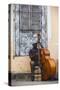 Santiago De Cuba Province, Historical Center, Street Musician Playing Double Bass-Jane Sweeney-Stretched Canvas