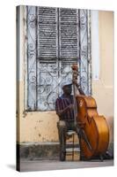 Santiago De Cuba Province, Historical Center, Street Musician Playing Double Bass-Jane Sweeney-Stretched Canvas