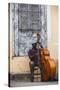 Santiago De Cuba Province, Historical Center, Street Musician Playing Double Bass-Jane Sweeney-Stretched Canvas