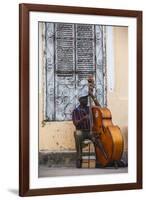 Santiago De Cuba Province, Historical Center, Street Musician Playing Double Bass-Jane Sweeney-Framed Photographic Print