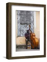Santiago De Cuba Province, Historical Center, Street Musician Playing Double Bass-Jane Sweeney-Framed Photographic Print