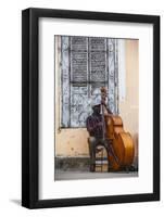 Santiago De Cuba Province, Historical Center, Street Musician Playing Double Bass-Jane Sweeney-Framed Photographic Print