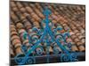 Santiago de Cuba, red tile roof and blue wrought iron cross.-Merrill Images-Mounted Photographic Print