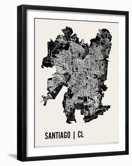 Santiago Map Art Print-null-Framed Art Print