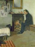 The Bohemian (Portrait of Erik Satie in His Studio in Montmartre), 1891-Santiago Rusinol i Prats-Framed Giclee Print