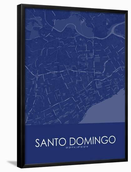 Santo Domingo, Dominican Republic Blue Map-null-Framed Poster