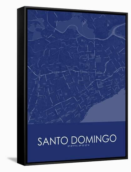 Santo Domingo, Dominican Republic Blue Map-null-Framed Stretched Canvas