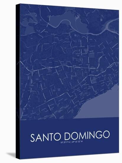 Santo Domingo, Dominican Republic Blue Map-null-Stretched Canvas