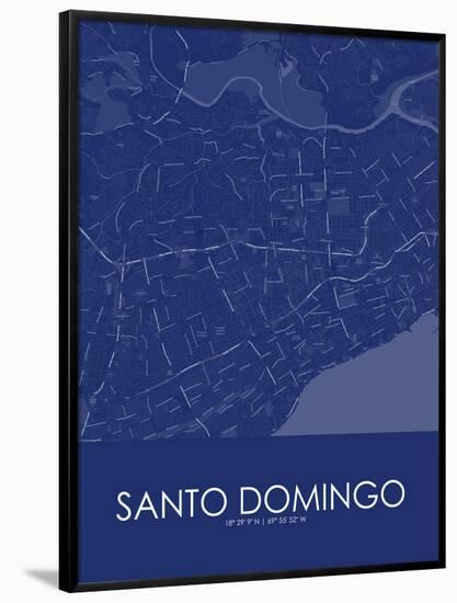 Santo Domingo, Dominican Republic Blue Map-null-Framed Poster