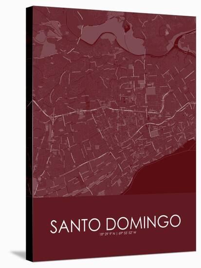 Santo Domingo, Dominican Republic Red Map-null-Stretched Canvas