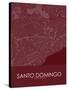 Santo Domingo, Dominican Republic Red Map-null-Stretched Canvas