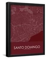 Santo Domingo, Dominican Republic Red Map-null-Framed Poster