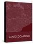 Santo Domingo, Dominican Republic Red Map-null-Stretched Canvas