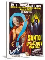 Santo vs. Las Mujeres Vampiro, Spanish poster art, 1962-null-Stretched Canvas