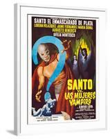 Santo vs. Las Mujeres Vampiro, Spanish poster art, 1962-null-Framed Poster