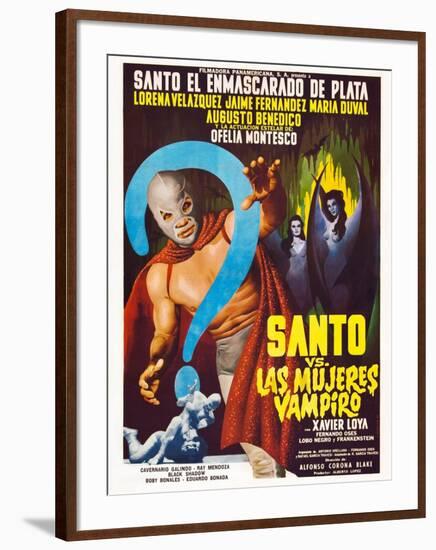 Santo vs. Las Mujeres Vampiro, Spanish poster art, 1962-null-Framed Poster