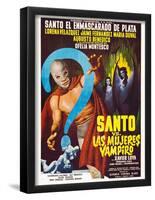 Santo vs. Las Mujeres Vampiro, Spanish poster art, 1962-null-Framed Poster