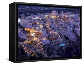 Santorini at Night, Greece-Walter Bibikow-Framed Stretched Canvas