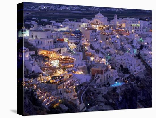 Santorini at Night, Greece-Walter Bibikow-Stretched Canvas