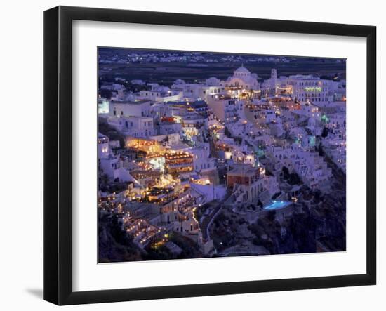 Santorini at Night, Greece-Walter Bibikow-Framed Premium Photographic Print