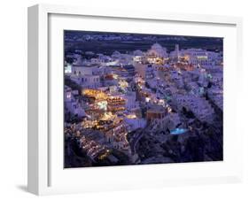 Santorini at Night, Greece-Walter Bibikow-Framed Premium Photographic Print