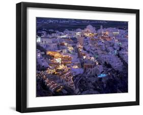 Santorini at Night, Greece-Walter Bibikow-Framed Photographic Print