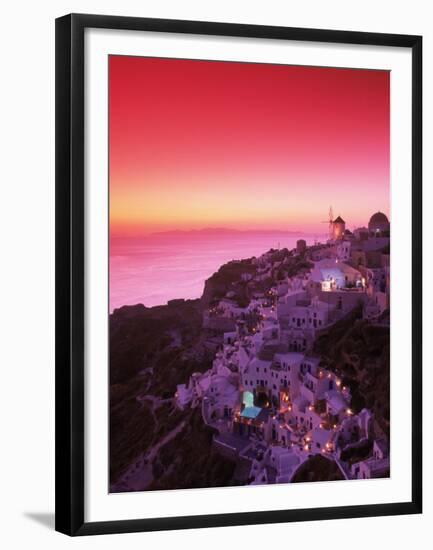 Santorini at Night, Greece-Walter Bibikow-Framed Premium Photographic Print