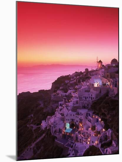 Santorini at Night, Greece-Walter Bibikow-Mounted Premium Photographic Print