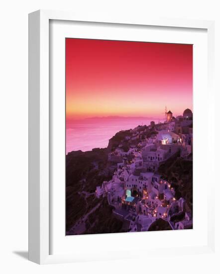 Santorini at Night, Greece-Walter Bibikow-Framed Photographic Print