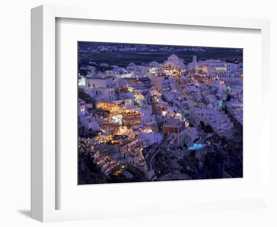 Santorini at Night, Greece-Walter Bibikow-Framed Photographic Print